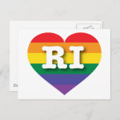 Ik ben gek op het Rhode Island Rainbow Heart Briefkaart (Voorkant / Achterkant)