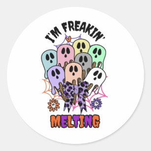 Ik ben gek op het smelten van Halloween Ice Cream Ronde Sticker