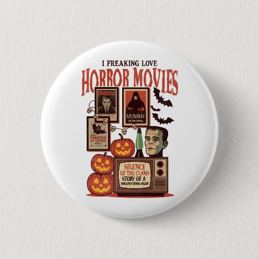 Ik ben gek op horrorfilms ronde button 5,7 cm (Voorkant)