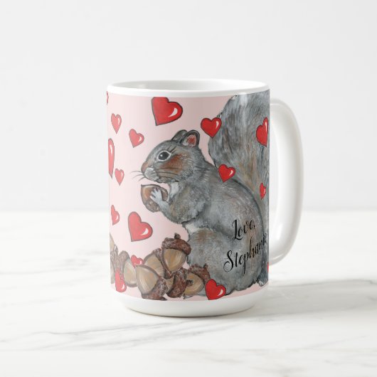 Ik ben gek op je Cute Squirrel Custom Valentijn Koffiemok (Voorkant rechts)