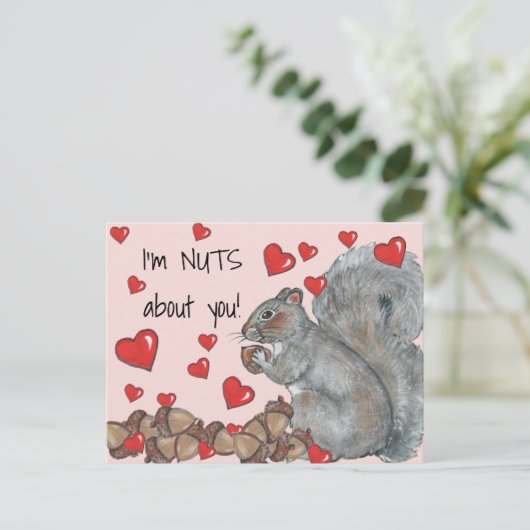 Ik ben gek op je klote eekhoorn, hartenValentijn Feestdagenkaart (Staand voorkant)