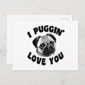 Ik ben gek op je, Pug Dog Briefkaart (Voorkant / Achterkant)