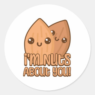 Ik ben gek op je! Schattigee amandelspinnen Cartoo Ronde Sticker