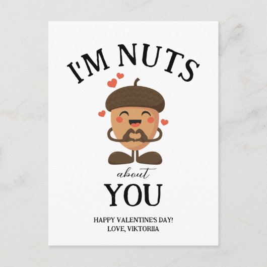 Ik ben gek op je Valentijnsdag Acorn Feestdagenkaart (Voorkant)