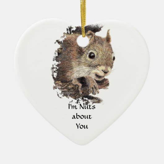 Ik ben gek op jou en alleen jij Fun Squirrel Love Keramisch Ornament (Voorkant)