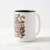 Ik ben gek op jou - Funny Nut Lovers Design Tweekleurige Koffiemok (Voorkant rechts)