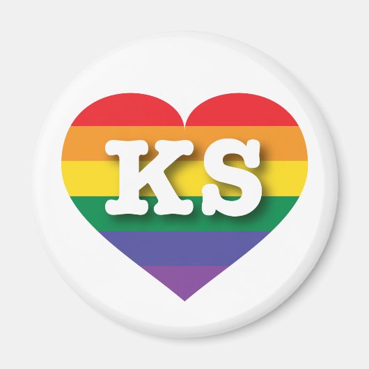 Ik ben gek op Kansas Rainbow Heart Magneet (Voorkant)