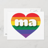 Ik ben gek op Massachusetts Rainbow Heart Briefkaart (Voorkant / Achterkant)
