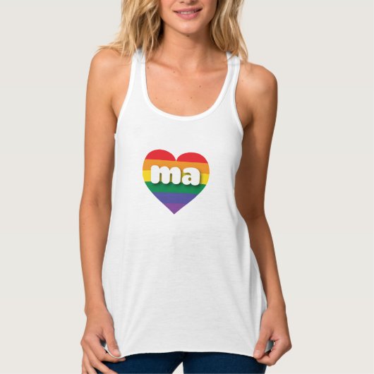 Ik ben gek op Massachusetts Rainbow Heart Tanktop (Voorkant)