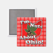 Ik ben gek op Ohio, Funny Red Buckeye Nut Magneet (Voorkant / Achterkant)