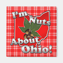 Ik ben gek op Ohio, Funny Red Buckeye Nut Magneet