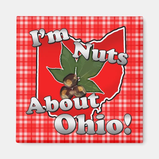 Ik ben gek op Ohio, Funny Red Buckeye Nut Magneet (Voorkant)