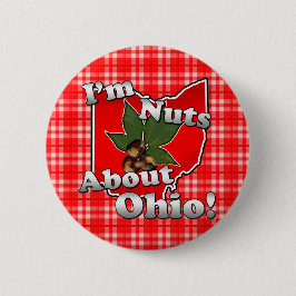 Ik ben gek op Ohio, Funny Red Buckeye Nut Ronde Button 5,7 Cm