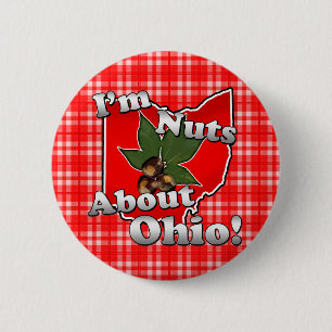 Ik ben gek op Ohio, Funny Red Buckeye Nut Ronde Button 5,7 Cm