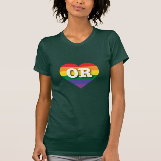 Ik ben gek op Oregon Rainbow Heart T-shirt (Voorkant)