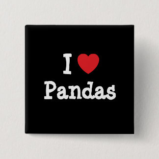 Ik ben gek op Pandas-hart op maat Vierkante Button 5,1 Cm