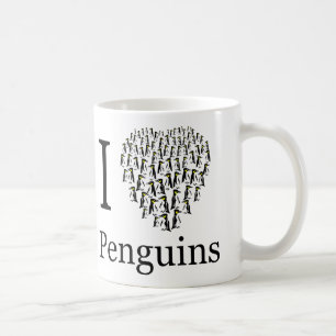 Ik ben gek op pinguïns hart cup koffiemok