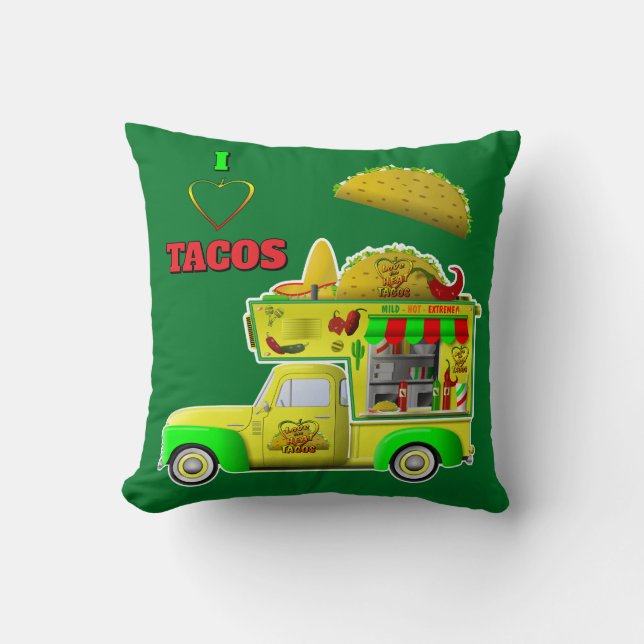 Ik ben gek op Tacos Little Taco Truck Reversible Kussen (Voorkant)