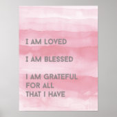 IK BEN GELIEFD Bevestiging roze Waterverf Poster (Voorkant)