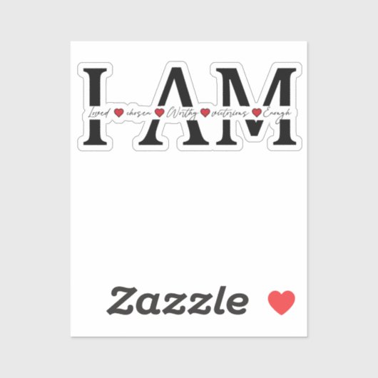 Ik ben geliefd, uitverkoren, waardig, zegevierend, sticker (Vel)