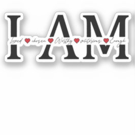 Ik ben geliefd, uitverkoren, waardig, zegevierend, sticker