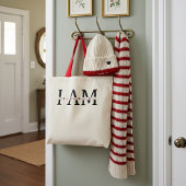 Ik ben geliefd, uitverkoren, waardig, zegevierend, tote bag