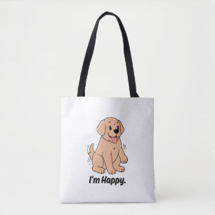 Ik Ben Gelukkig Schattige Gouden Retriever Puppy C Tote Bag