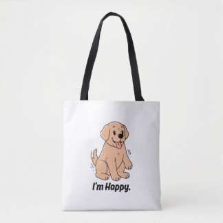 Ik Ben Gelukkig Schattige Gouden Retriever Puppy C Tote Bag