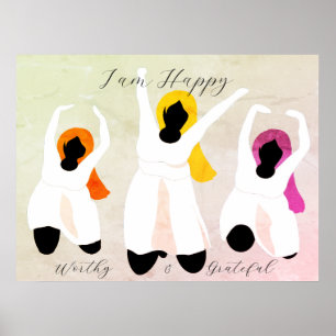 Ik ben gelukkig, waardig & dankbaar positieve beve poster