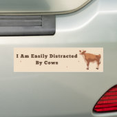 Ik ben gemakkelijk afgeleid door Koeien - losgesla Bumpersticker (Op auto)