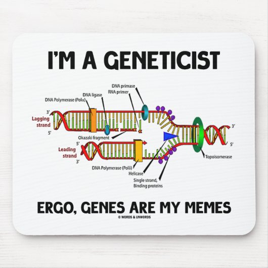 Ik ben geneticus Ergo Genes are My Memes (DNA) Muismat (Voorkant)