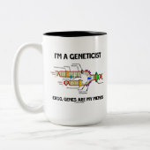 Ik ben geneticus Ergo Genes are My Memes (DNA) Tweekleurige Koffiemok (Links)