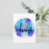 Ik ben genoeg blauwe Waterverf Spirituele tekst Briefkaart (Staand voorkant)