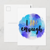 Ik ben genoeg blauwe Waterverf Spirituele tekst Briefkaart (Voorkant / Achterkant)