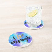 Ik ben genoeg blauwe Waterverf Spirituele tekst Zandsteen Onderzetter (Zijkant)