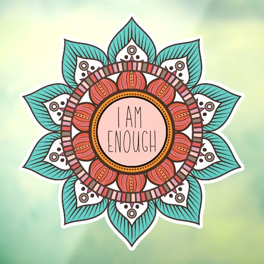 Ik ben genoeg Boho Floral Mandala Raamsticker (Vel 3)