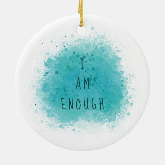 Ik ben genoeg eenvoudige bevestigende prijsopgave keramisch ornament (Achterkant)