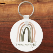 Ik ben genoeg inspirerende affiratie sleutelhanger (Voorkant)