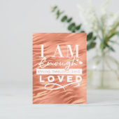 Ik ben genoeg peach Sparkle Tiger Print Briefkaart (Staand voorkant)