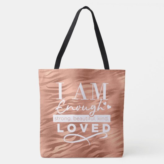 Ik ben genoeg peach Sparkle Tiger Print Tas (Voorkant)
