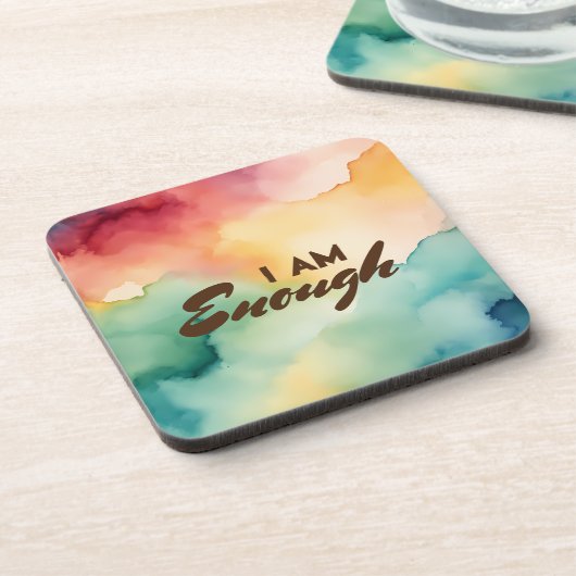 Ik ben genoeg positief bevestiging Waterverf Bier Onderzetter (Linkerzijde)