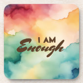 Ik ben genoeg positief bevestiging Waterverf Bier Onderzetter (Voorkant)