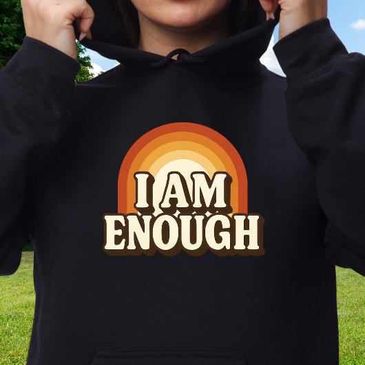 Ik ben genoeg retro regenboogstrepen hoodie