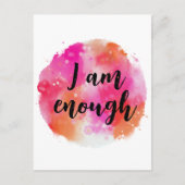Ik ben genoeg roze Oranje Waterverf Spirituele tek Briefkaart (Voorkant)