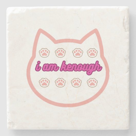 Ik ben genoeg t-shirt kat stenen onderzetter (Voorkant)