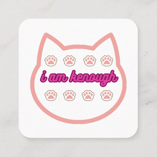 Ik ben genoeg t-shirt kat vierkante visitekaartje (Achterkant)