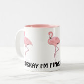 Ik ben gepensioneerd Funny pensioen Roze Flamingo' Tweekleurige Koffiemok (Voorkant links)