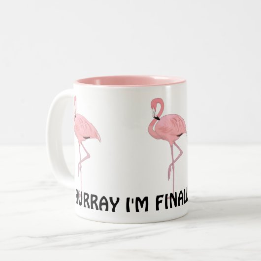 Ik ben gepensioneerd Funny pensioen Roze Flamingo' Tweekleurige Koffiemok (Voorkant links)