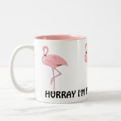 Ik ben gepensioneerd Funny pensioen Roze Flamingo' Tweekleurige Koffiemok (Links)