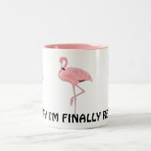 Ik ben gepensioneerd Funny pensioen Roze Flamingo' Tweekleurige Koffiemok (Center)